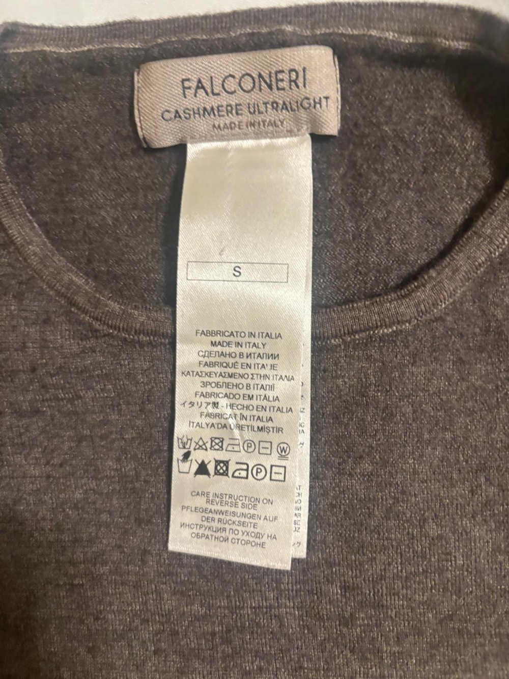 Falconeri Cashmere Ultralight Sweater Made in Italy Size S Brown Taupe